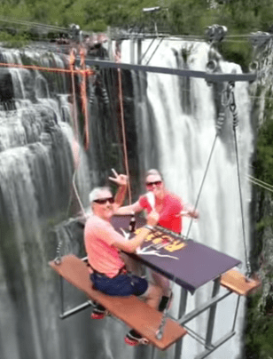 Dining in the Sky: at Cascata da Sepultura Waterfall in Brazil !