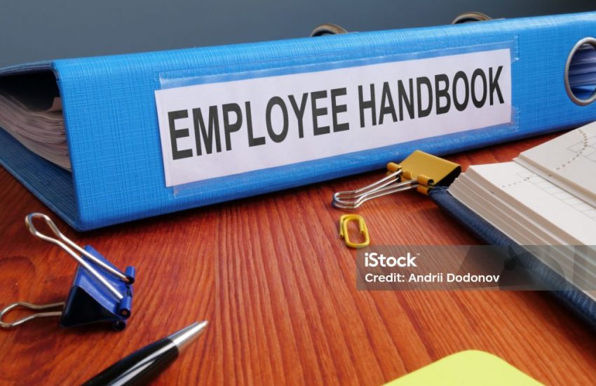 Text sign showing the printed words Employee Handbook