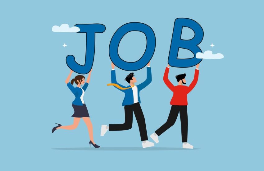 people-holding-up-the-word-job-vector