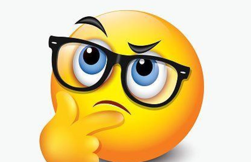 Thinking emoticon - question face emoji with eyeglasses